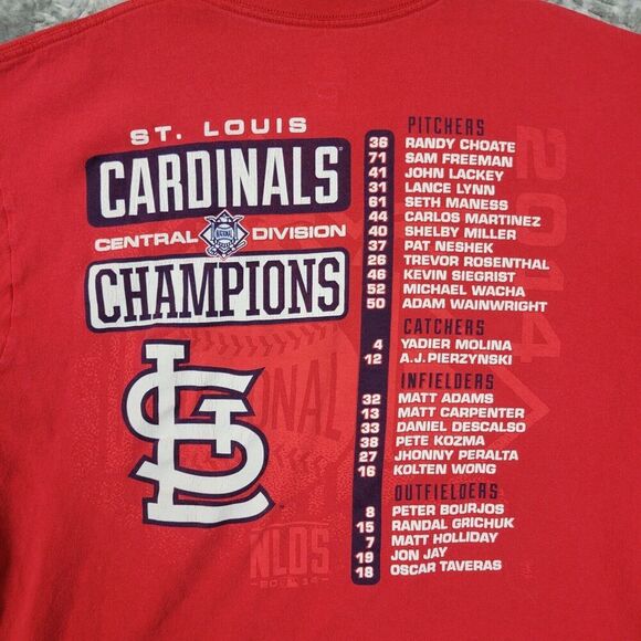 St Louis Cardinals T-Shirt Mens Large Red 2014 NL Central Division Champions - Picture 7 of 8